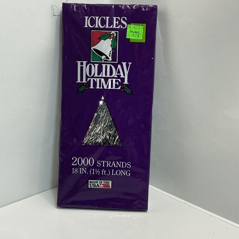 Vintage Holiday Time Silver Christmas Icicle Tinsel 2000 Strands 18 Inch USA NOS